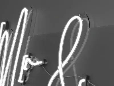 Mr and Mrs - Neon Sign 3D model
