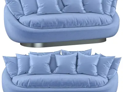 Stylish blue sofa rattan ceiling 3d model Low-poly 3D model
