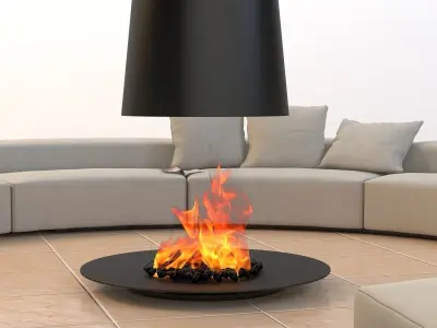 Circular Conversation Sofa With Firepit 3D model