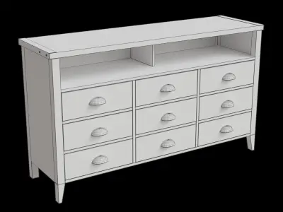 Dark Concrete Top Rustic Oak Base Tv Stand Low-poly 3D model