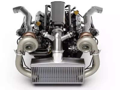 Chevy LS1 V8 Twin Turbo Low-poly 3D model