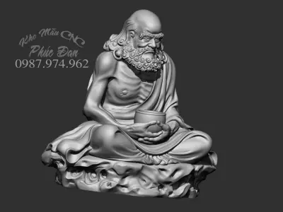 bodhidharma buddha on rock 3D model
