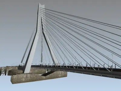 Lowpoly 3d model Erasmus bridge Rotterdam Low-poly 3D model