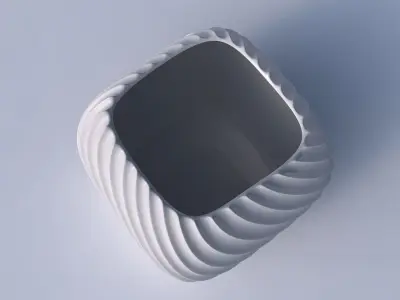 Bowl semi-quadratic with extruded vertical lines 2 3D print model