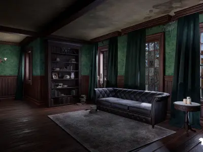 Horror Mansion Environment Low-poly 3D model