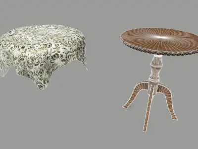 Table damask tablecloth Low-poly 3D model