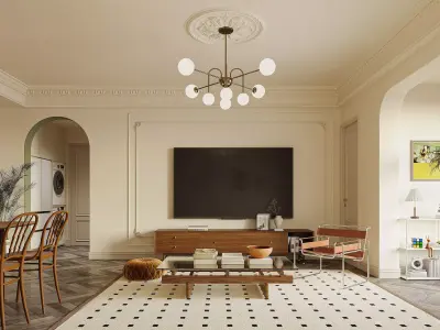 luxury living room dining room interior scenes 20 3D model