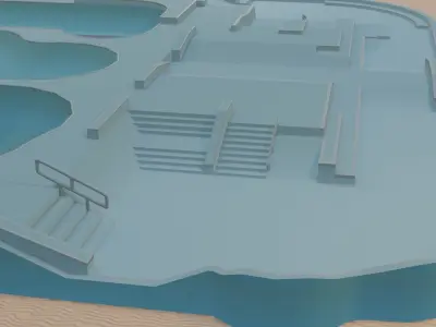 Venice Skatepark Low poly 3D model