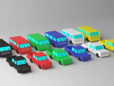 Cartoon Car Van Pick-up Truck Low-poly 3D model