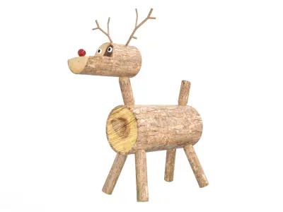 Christmas Logs Deer Low-poly 3D model