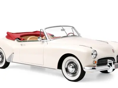 Elegant Vintage Cabriolet 3D model pack with Chrome Accents Low-poly 3D model