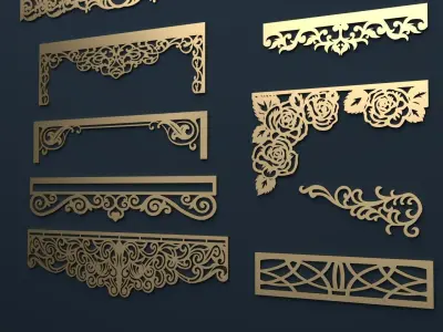 Collection of Curtain  accessories  3D model 01 3D model