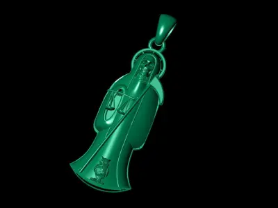  santa muerte holy death small size pendant 3D STL 3DM skull 3D print model