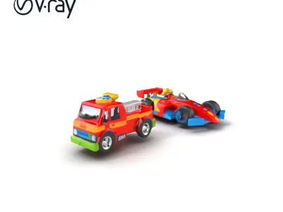Vibrant Toy Cars Interactive Model Pack Low-poly 3D model