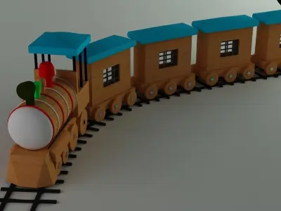 Train wooden 3D model