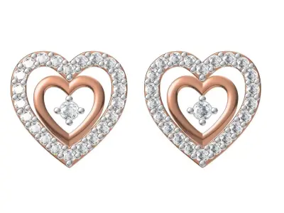 Women Diamond Heart Earrings STL FBX JCD Details 3D print model