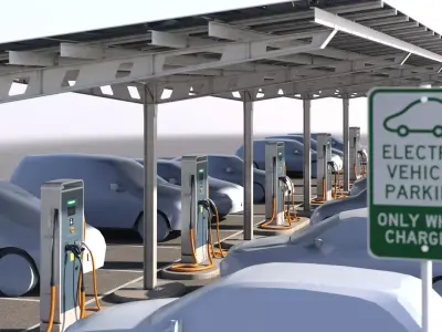 Solar battery charging parking 3D model