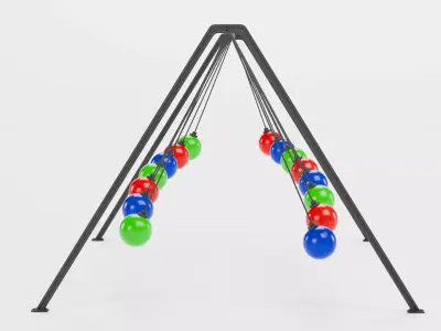 15-Ball Pendulum Waves Animated  Low-poly 3D model