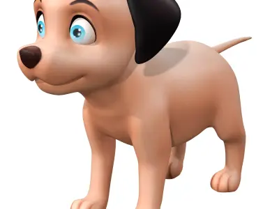 Cartoon Cute Puppy Dog  Low-poly 3D model