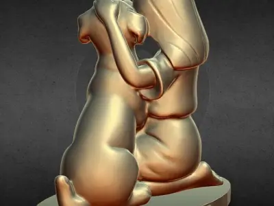 girl hugging dog 3D print model