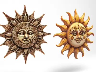 Decorative suns Low-poly 3D model