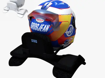 Grosjean helmet 2017 Low-poly 3D model