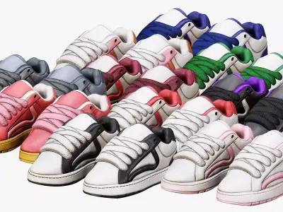 Skater Shoes Pack Y2K Low-poly 3D model