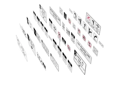Road Sign US R3 Series Lane Usage And Turns BIM Collection 3D model