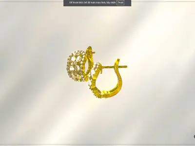 LUXURY GOLDEN EARRINGS FOR WOMAN Low-poly 3D model