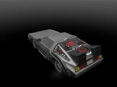 delorean back to future Low-poly 3D model