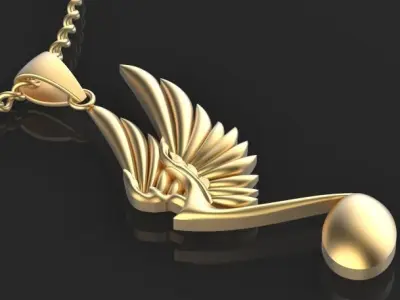 Musical Note Necklace pendant Silver Gold  Print 3D print model