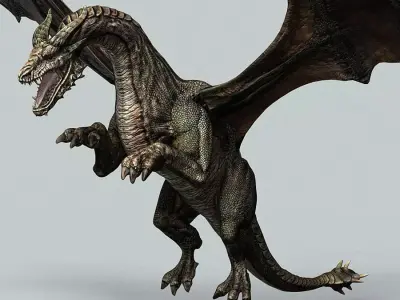 Battle Dragon armored mount  Low-poly 3D model