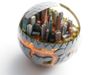 Futuristic City in Sphere Model Pack Low-poly 3D model