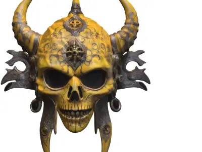 Demonic Horned Skull Mask 3D model