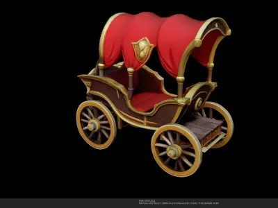 Stylized Royal Fantasy Carriage - AI Low-poly 3D model