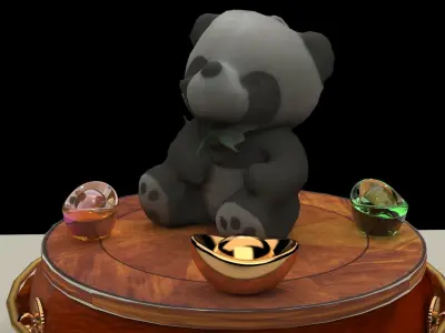 Chinese panda doll Low-poly 3D model