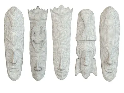 African Mask Set 001 3D model