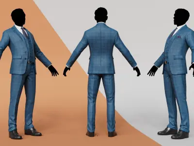 Chibi with Shirt Black shorts Snecker CheckeredBlue  Low-poly 3D model