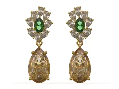 Earrings Emerald Teardrop a Symbol of Luxury Shine je0138 3D print model