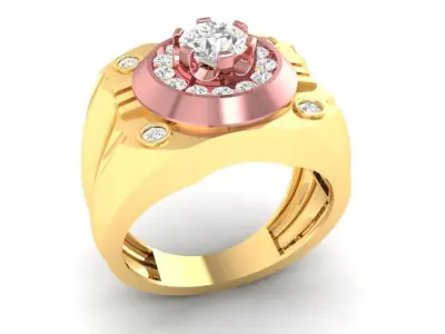 Luxury Round Cluster Signet Ring for Men  174 3D print model