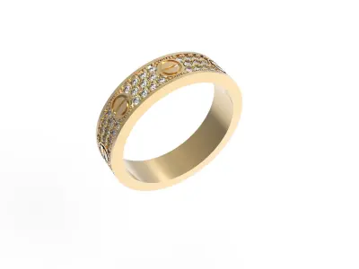  Screw love Diamond Paved Wedding Ring EU 59 3D print model