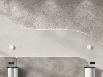 Headboard bedroom kit Nightstand lamp wavy panel 3D model