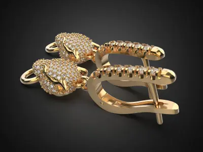 Panther gemstone earrings E1 3D print model