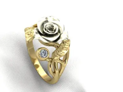 woman ring with rose WR 108 3D print model