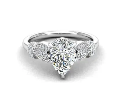 Engagement ring Tina pear 3D print model