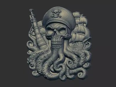 octobus pirate withtwoship cnc model 3D print model