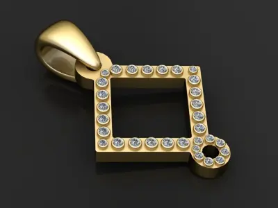 SQUARE SHAPE GOLD PENDANT   3D print model