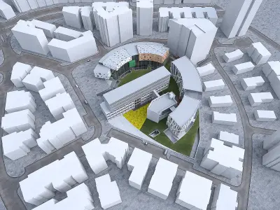 Campus Buildings Set 02  Low-poly 3D model