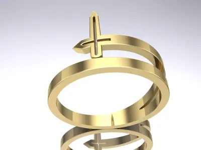 Solitaire Cross Ring 3D Model 3D print model