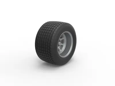 Wheel of Vintage Dirt race car V2 Scale 1 to 25 3D print model